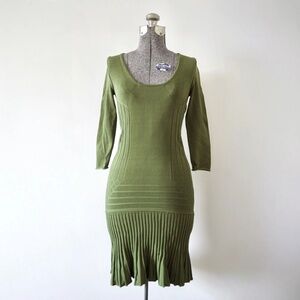 Leon Max Limited Edition Drop Waist Fit and Flare Green Dress